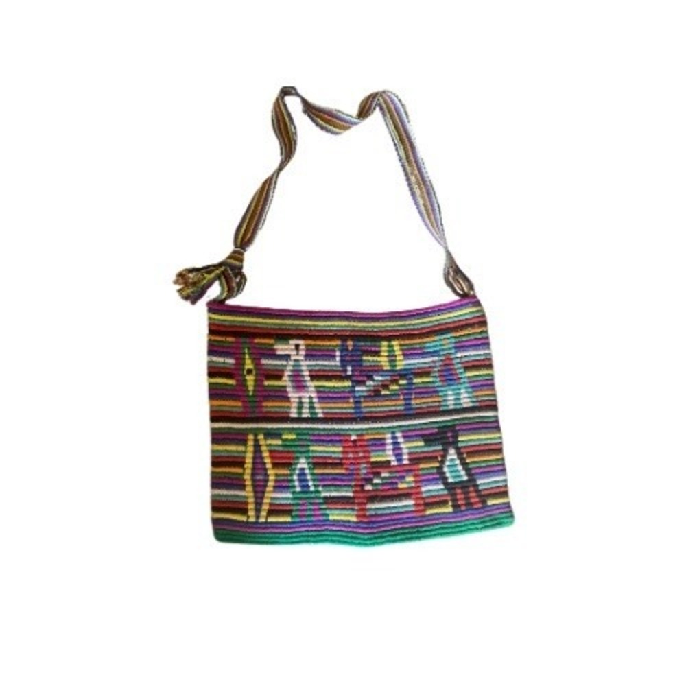 90s Authentic Wayuu Mochilla Bag Handwoven Crossbody Bag Tote Boho Chic Festival
